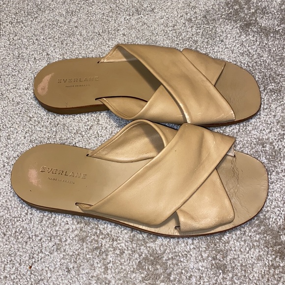 Everlane The Day Crossover Taupe Leather Slide Sandals Women’s 7.5 - Picture 2 of 7